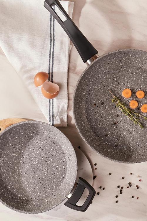 Gris Bio Granit Tava ve Sahan Seti