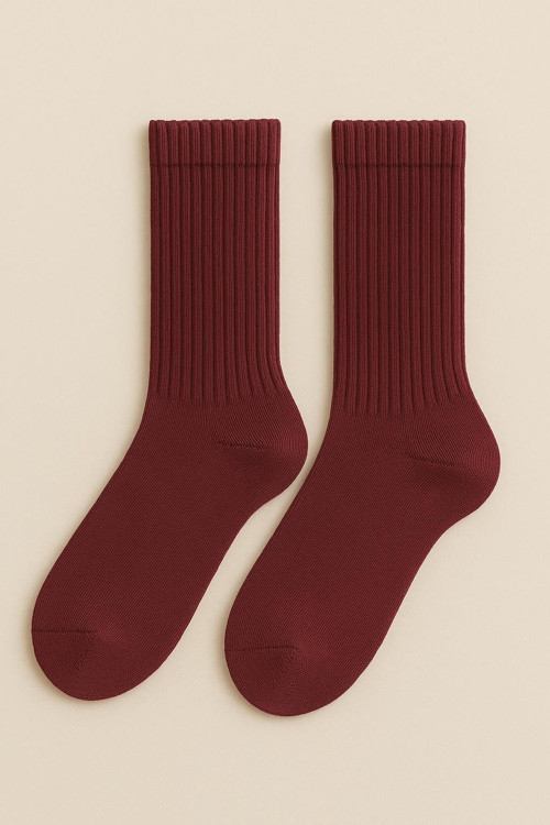 Unisex Kalın Soket Çorap Bordo