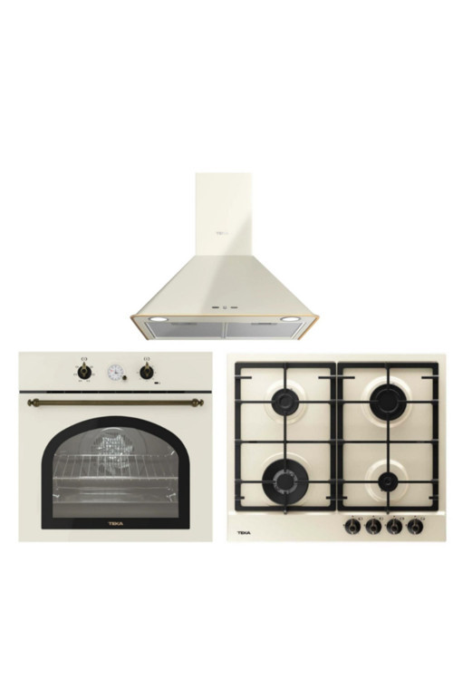 TEAKCOUNTRY KREM 60 CM LİKRUSTİK ANKASTRE SET