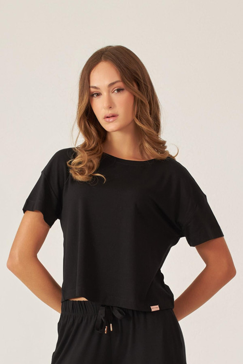 Kadın Siyah Renkli Luxury Kısa Kollu Tshirt