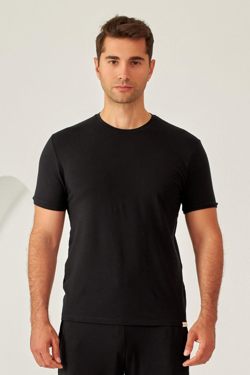 Erkek Siyah Renkli Bisiklet Yaka Tişört