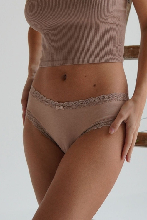 3 ' Lü Paket Natural Modal Lace Kadın Slip NUDE/NUDE/NUDE