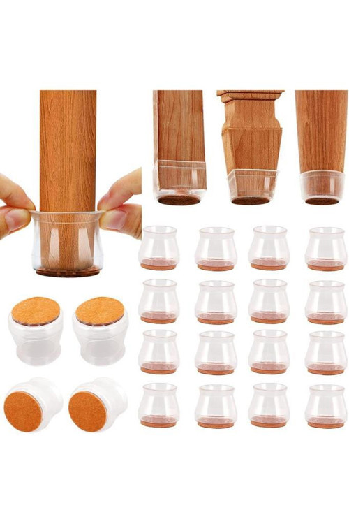 20 Adet 2.5-3.2 cm Ayaklar İçin Keçeli Silikon Masa Sandalye Ayak Pabucu Zemin Koruyucu Plastiği Keçesi