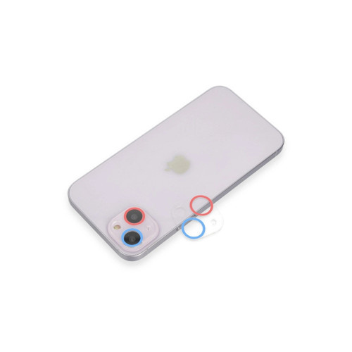Apple İphone 13 Renkli Kamera Lens Koruma Cam - Pembe-Mavi