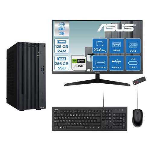 Expertcenter P500MV Intel® Core™ Ultra 5 210H 4.8ghz Aı 128GB Ddr5 256GB SSD 23.8" 120Hz 6GB/RTX3050 Freedos Mini Tower Masaüstü Bilgisayar D52108512B0D23F36+ZETTAUSBBELLEK