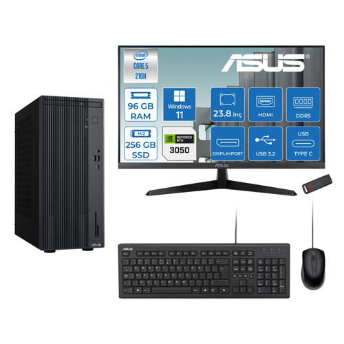 Expertcenter P500MV Intel® Core™ Ultra 5 210H 4.8ghz Aı 96GB Ddr5 256GB SSD 23.8" 120Hz 6GB/RTX3050 WIN11PRO Mini Tower Masaüstü Bilgisayar D52108512B0D23P31+ZETTAUSBBELLEK