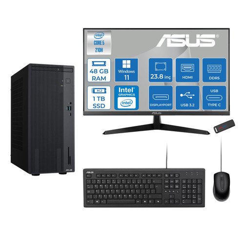 Expertcenter P500MV Intel® Core™ Ultra 5 210H 4.8ghz Aı 48GB Ddr5 1tb SSD 23.8" 120Hz Intel® Intel® Graphics WIN11PRO Mini Tower Masaüstü Bilgisayar D52108512B0DP18+ZETTAUSBBELLEK