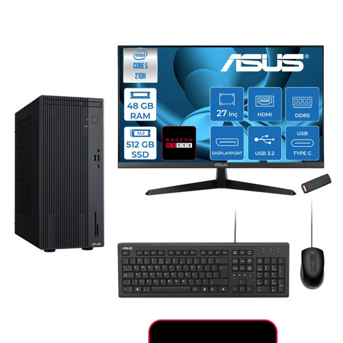 Expertcenter P500MV Intel® Core™ Ultra 5 210H 4.8ghz Aı 48GB Ddr5 512GB SSD 27" 120Hz 4GB/RX550 Freedos Mini Tower Masaüstü Bilgisayar E52108512B0D21F17+ZETTAUSBBELLEK