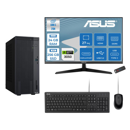 Expertcenter P500MV Intel® Core™ Ultra 5 210H 4.8ghz Aı 24GB Ddr5 256GB SSD 27" 120Hz 6GB/RTX3050 Freedos Mini Tower Masaüstü Bilgisayar E52108512B0D23F06+ZETTAUSBBELLEK