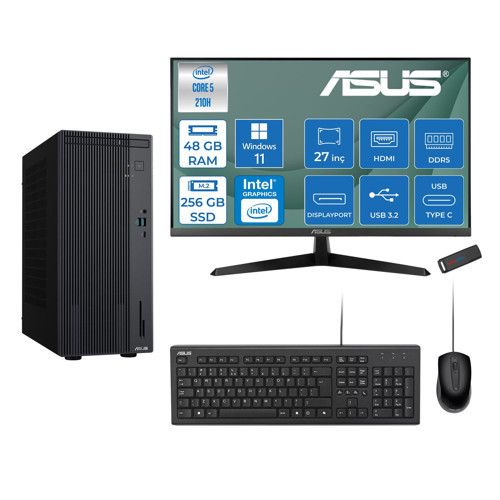 Expertcenter P500MV Intel® Core™ Ultra 5 210H 4.8ghz Aı 48GB Ddr5 256GB SSD 27" 120Hz Intel® Intel® Graphics WIN11HOME Mini Tower Masaüstü Bilgisayar E52108512B0DH16+ZETTAUSBBELLEK