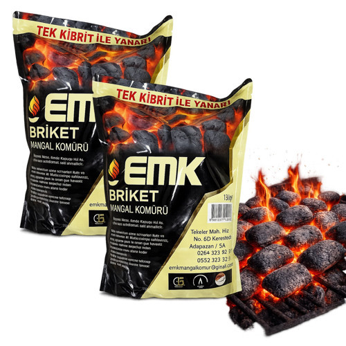 Tek Kibritle Yanan Briket Mangal Kömürü 1,8 kg x 2 Adet
