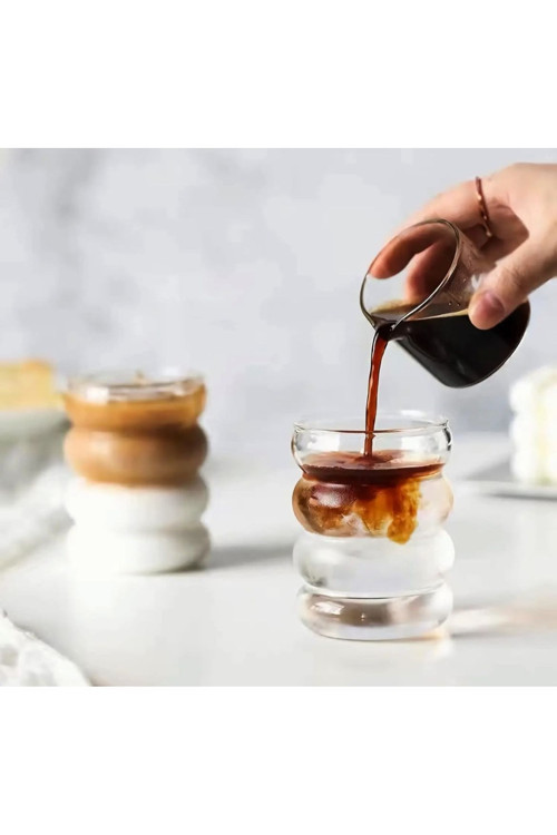 OneHouse 300ML Çift Çidarlı Soğuk Kahve İçecek Şık Desenli Bardak