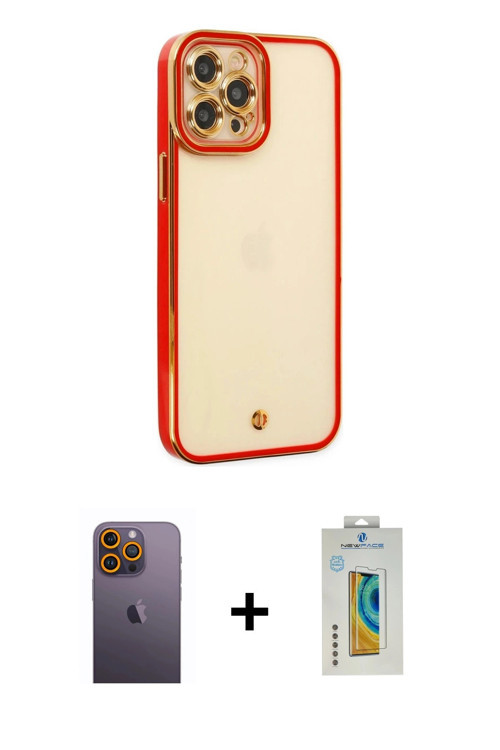 ieg™ iPhone 12 Pro Max Kılıf Çekirdek Klasik Serisi - Siyah Polymer Nano Ekran Koruyucu + Sarı Neon