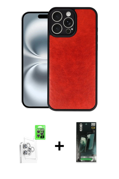 ieg™ iPhone 16 Pro Max Kılıf Kıvılcım Işık Serisi - Siyah 360 Mat Full Body Arka Koruyucu + Beyaz Ra