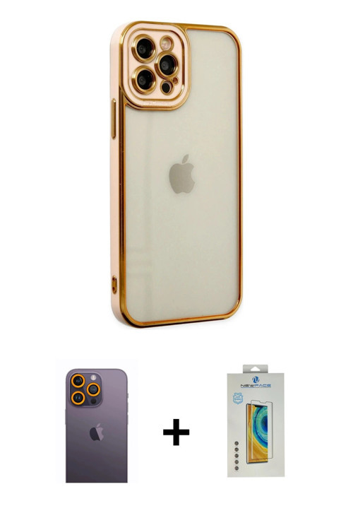 ieg™ iPhone 12 Pro Max Kılıf Çekirdek Klasik Serisi - Siyah Polymer Nano Ekran Koruyucu + Sarı Neon