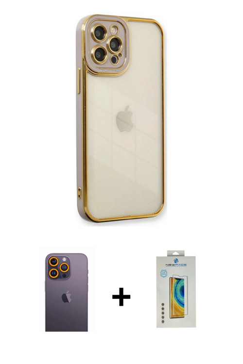 ieg™ iPhone 12 Pro Max Kılıf Çekirdek Klasik Serisi - Siyah Polymer Nano Ekran Koruyucu + Sarı Neon