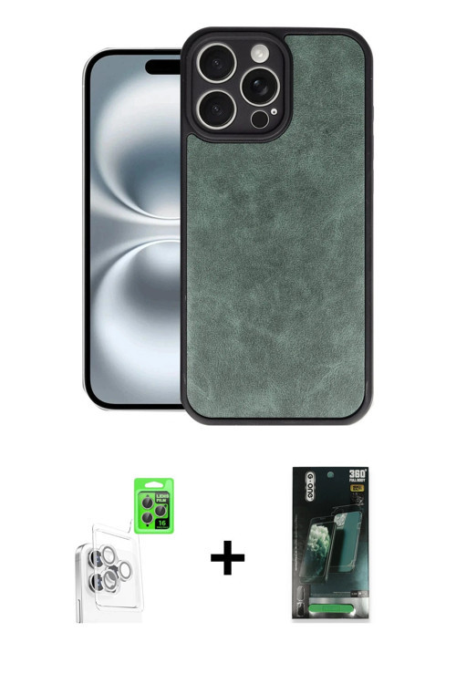 ieg™ iPhone 16 Pro Max Kılıf Kıvılcım Işık Serisi - Siyah 360 Mat Full Body Arka Koruyucu + Beyaz Ra
