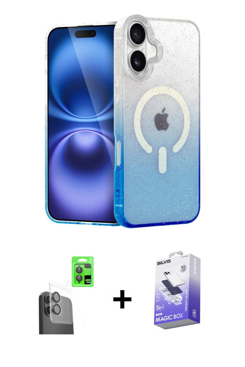 ieg™ iPhone 16 Kılıf Eksen Minimal Özel Seri - Siyah Bilvis 5in1 5D Magic Hayalet Cam Ekran Koruyucu