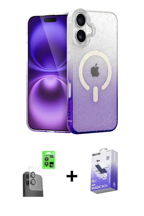 ieg™ iPhone 16 Kılıf Eksen Minimal Özel Seri - Siyah Bilvis 5in1 5D Magic Hayalet Cam Ekran Koruyucu