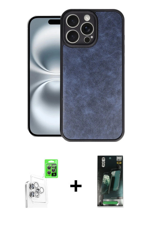 ieg™ iPhone 16 Pro Max Kılıf Kıvılcım Işık Serisi - Siyah 360 Mat Full Body Arka Koruyucu + Beyaz Ra