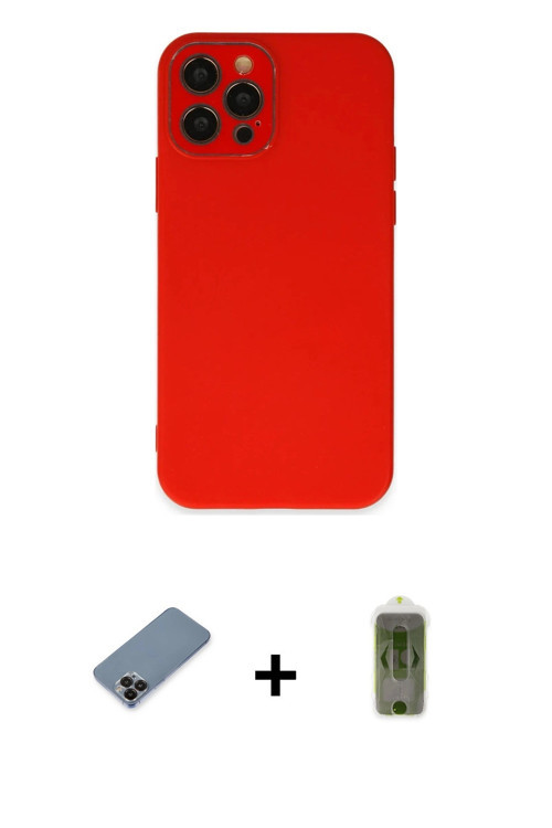 ieg™ iPhone 12 Pro Max Kılıf Çekirdek Modern Serisi - Siyah Joko Magic 5D Hayalet Cam + Siyah Metal