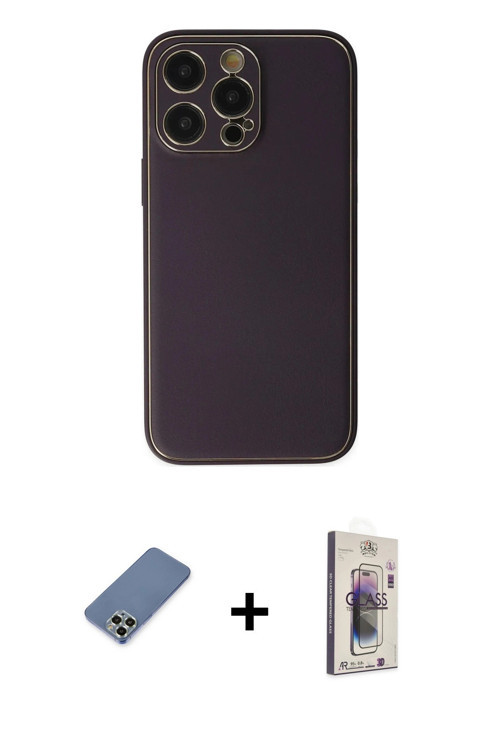 ieg™ iPhone 13 Pro Max Kılıf Yadigar Klasik - Siyah Bilvis 3D Cam Ekran Koruyucu + Açık Yeşil Metal