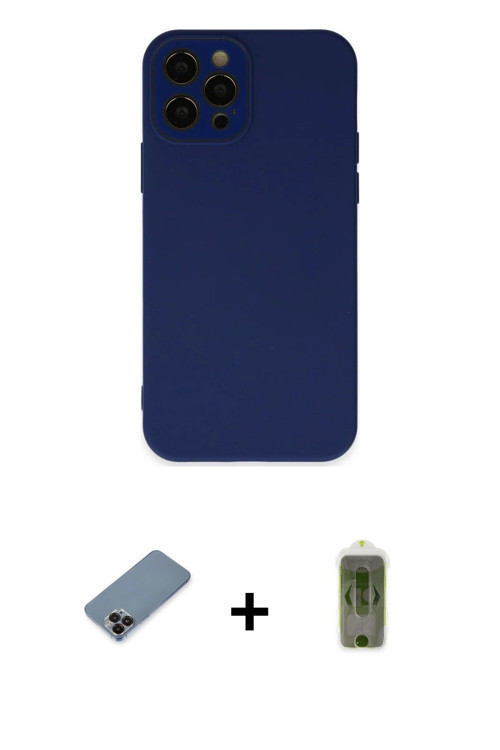 ieg™ iPhone 12 Pro Max Kılıf Çekirdek Modern Serisi - Siyah Joko Magic 5D Hayalet Cam + Siyah Metal