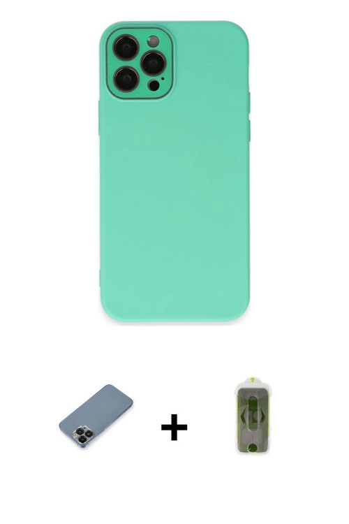 ieg™ iPhone 12 Pro Max Kılıf Çekirdek Modern Serisi - Siyah Joko Magic 5D Hayalet Cam + Siyah Metal