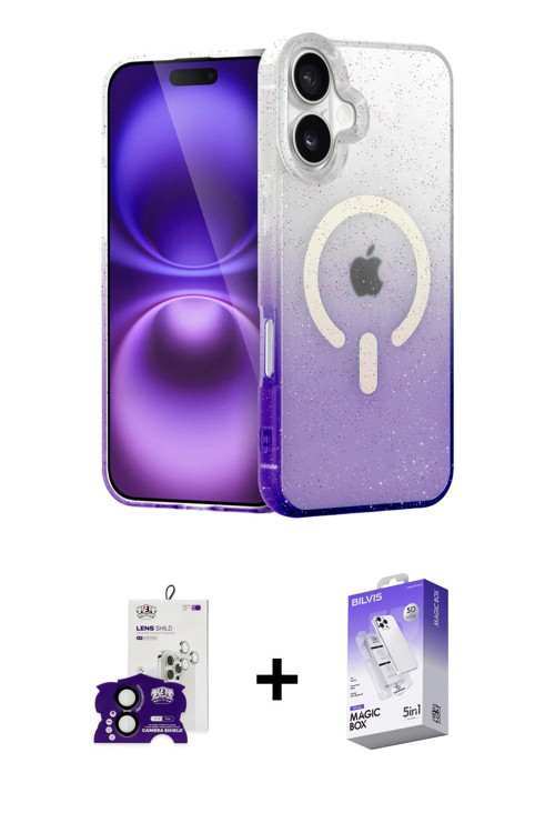 ieg™ iPhone 16 Kılıf Eksen Minimal Özel Seri - Siyah Bilvis 5in1 3D Magic Cam Ekran Koruyucu + Siyah