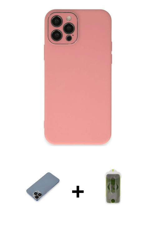 ieg™ iPhone 12 Pro Max Kılıf Çekirdek Modern Serisi - Siyah Joko Magic 5D Hayalet Cam + Siyah Metal