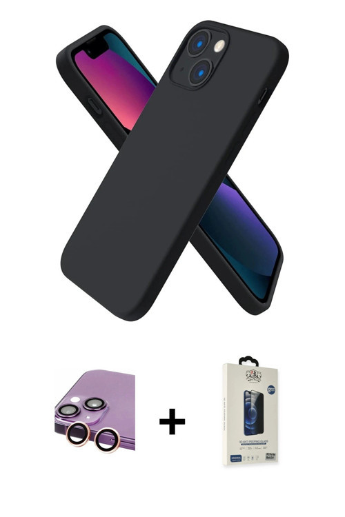 ieg™ iPhone 13 Mini Kılıf Kozmos Yansıma Özel Seri - Siyah Bilvis Hayalet Cam Ekran Koruyucu + Pembe