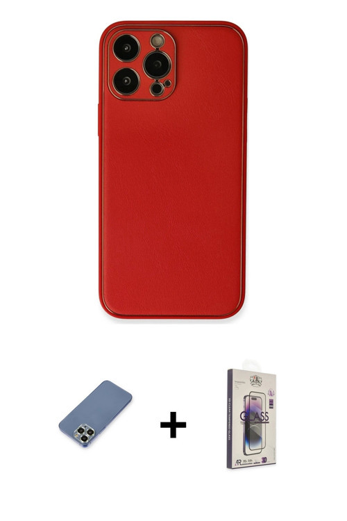 ieg™ iPhone 13 Pro Max Kılıf Yadigar Klasik - Siyah Bilvis 3D Cam Ekran Koruyucu + Açık Yeşil Metal