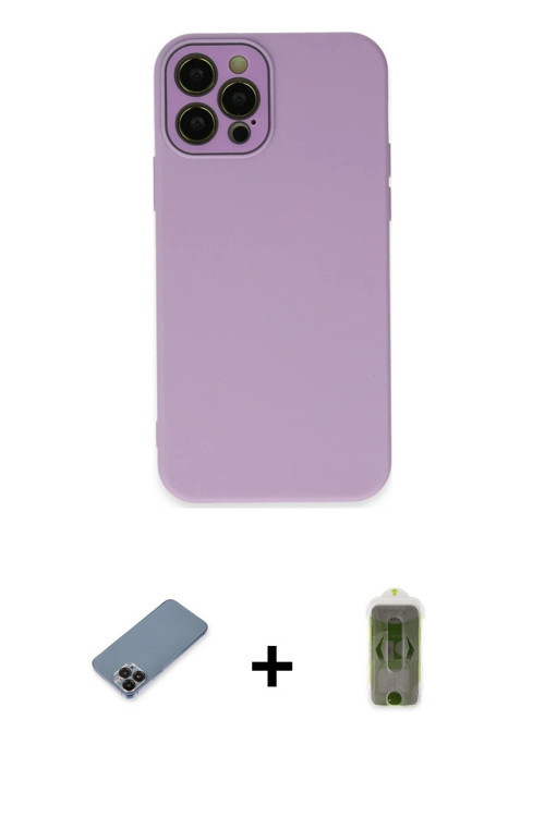 ieg™ iPhone 12 Pro Max Kılıf Çekirdek Modern Serisi - Siyah Joko Magic 5D Hayalet Cam + Siyah Metal