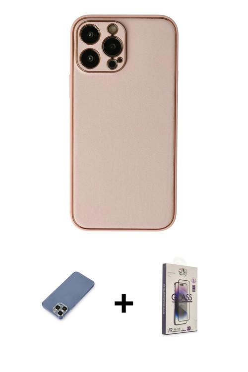 ieg™ iPhone 13 Pro Max Kılıf Yadigar Klasik - Siyah Bilvis 3D Cam Ekran Koruyucu + Açık Yeşil Metal