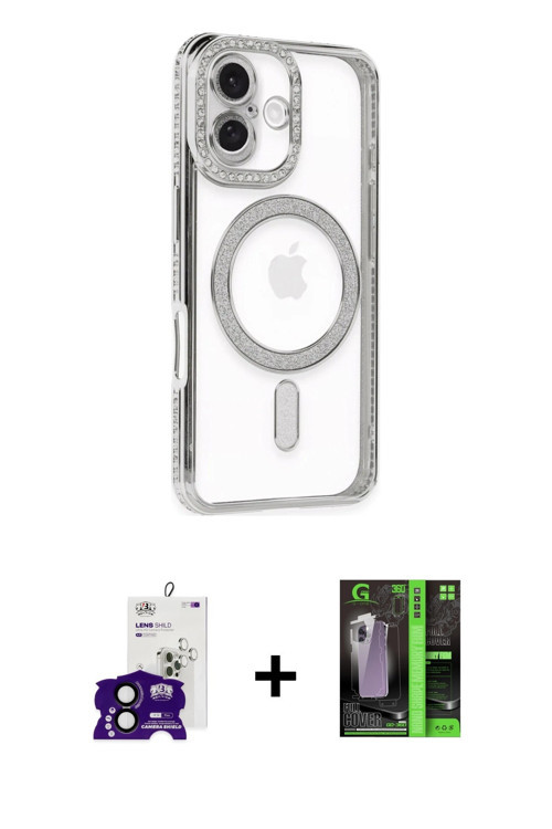 ieg™ iPhone 16 Kılıf Zirve Doku Prime - Şeffaf 360 Full Body Arka Koruyucu + Siyah Bilvis Titan Kame