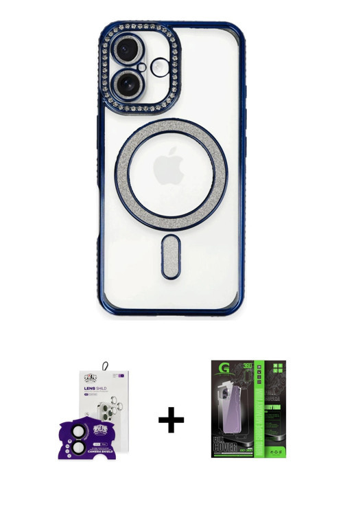 ieg™ iPhone 16 Kılıf Zirve Doku Prime - Şeffaf 360 Full Body Arka Koruyucu + Siyah Bilvis Titan Kame