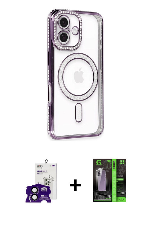 ieg™ iPhone 16 Kılıf Zirve Doku Prime - Şeffaf 360 Full Body Arka Koruyucu + Siyah Bilvis Titan Kame