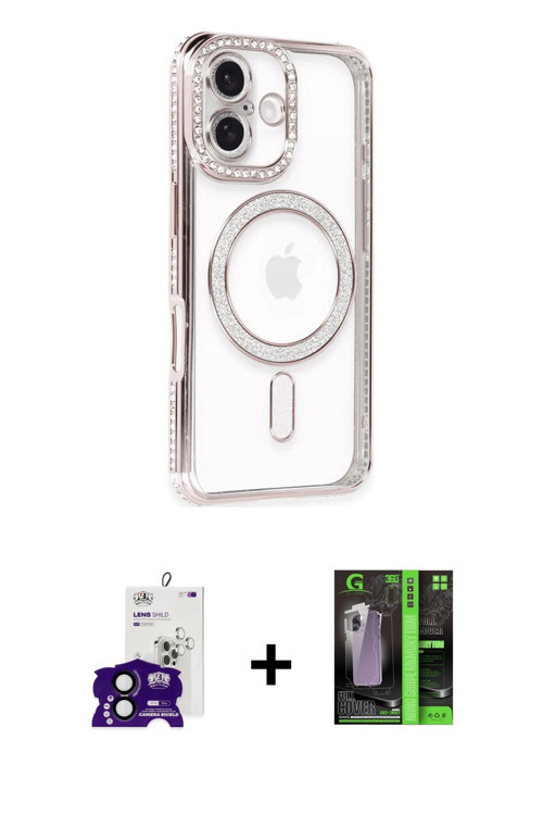 ieg™ iPhone 16 Kılıf Zirve Doku Prime - Şeffaf 360 Full Body Arka Koruyucu + Siyah Bilvis Titan Kame