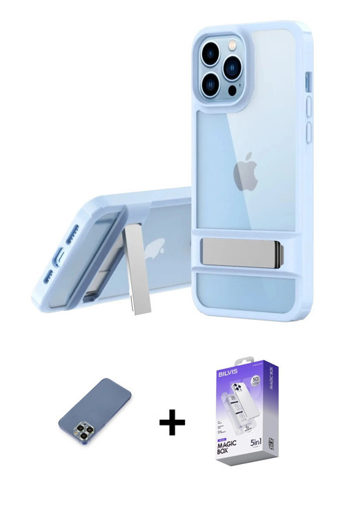 ieg™ iPhone 13 Pro Max Kılıf Yadigar Yansıma - Siyah Bilvis 5in1 3D Magic Cam Ekran Koruyucu + Açık
