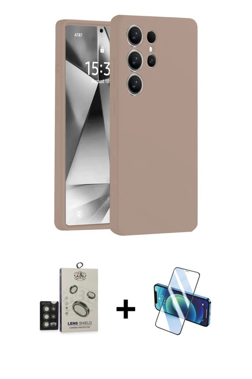 ieg™ Galaxy S25 Ultra Kılıf Ahenk Serisi - Siyah 3D Antistatik Cam Ekran Koruyucu + Titan Gri Bilvis