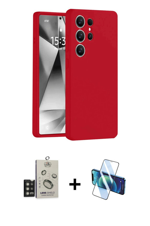 ieg™ Galaxy S25 Ultra Kılıf Ahenk Serisi - Siyah 3D Antistatik Cam Ekran Koruyucu + Titan Gri Bilvis