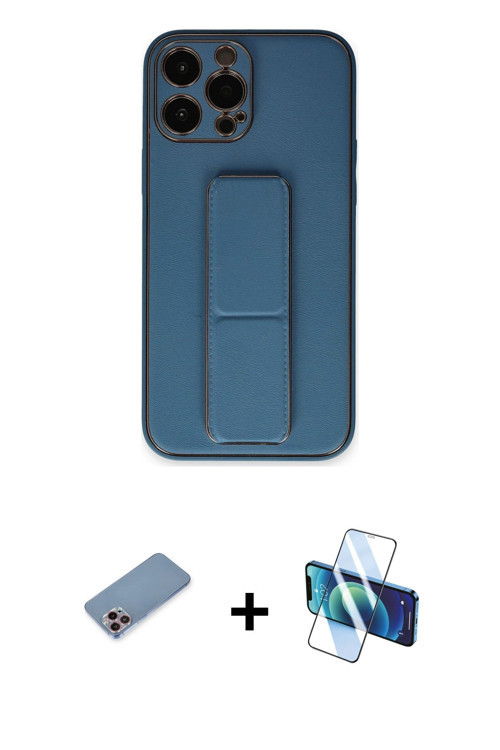 ieg™ iPhone 13 Pro Kılıf Akış Doku - Siyah 3D Antistatik Seramik Nano Ekran Koruyucu + Pembe Shine K