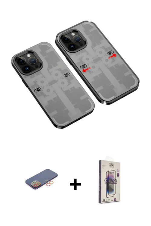 ieg™ iPhone 13 Pro Max Kılıf Ufuk Doku Prime - Siyah Bilvis 3D Cam Ekran Koruyucu + Turuncu Renkli K
