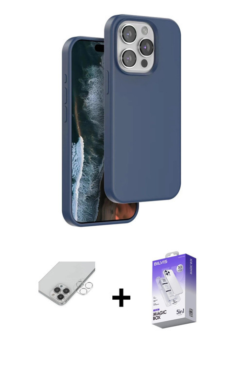 ieg™ iPhone 14 Pro Max Kılıf Kıvılcım Çizgi Serisi - Siyah Bilvis 5in1 3D Magic Cam Ekran Koruyucu +