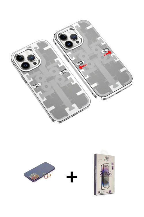 ieg™ iPhone 13 Pro Max Kılıf Ufuk Doku Prime - Siyah Bilvis 3D Cam Ekran Koruyucu + Turuncu Renkli K