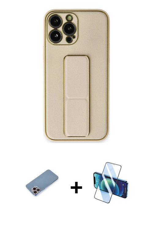 ieg™ iPhone 13 Pro Kılıf Akış Doku - Siyah 3D Antistatik Seramik Nano Ekran Koruyucu + Pembe Shine K