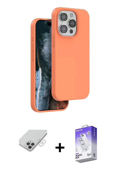 ieg™ iPhone 14 Pro Max Kılıf Kıvılcım Çizgi Serisi - Siyah Bilvis 5in1 3D Magic Cam Ekran Koruyucu +