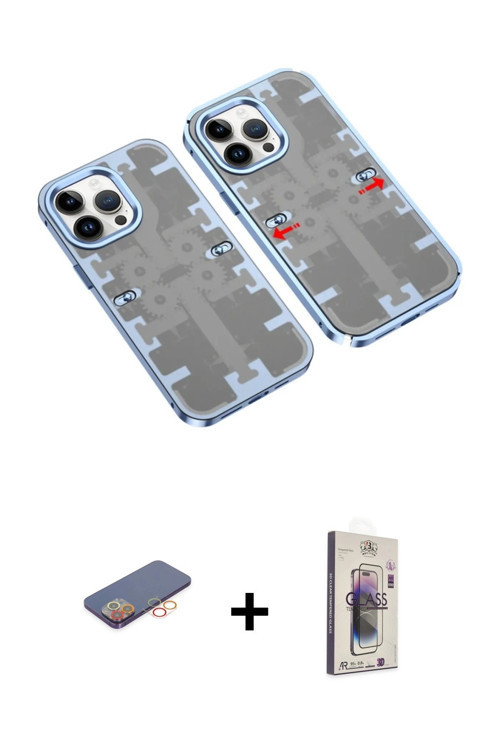ieg™ iPhone 13 Pro Max Kılıf Ufuk Doku Prime - Siyah Bilvis 3D Cam Ekran Koruyucu + Turuncu Renkli K
