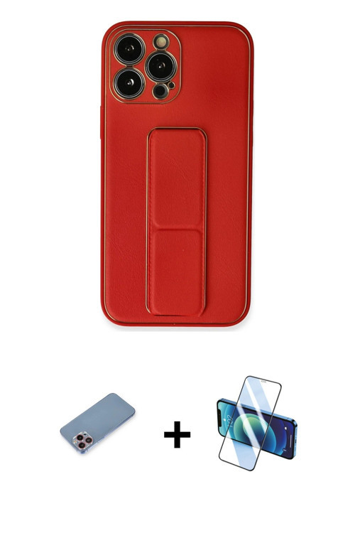 ieg™ iPhone 13 Pro Kılıf Akış Doku - Siyah 3D Antistatik Seramik Nano Ekran Koruyucu + Pembe Shine K