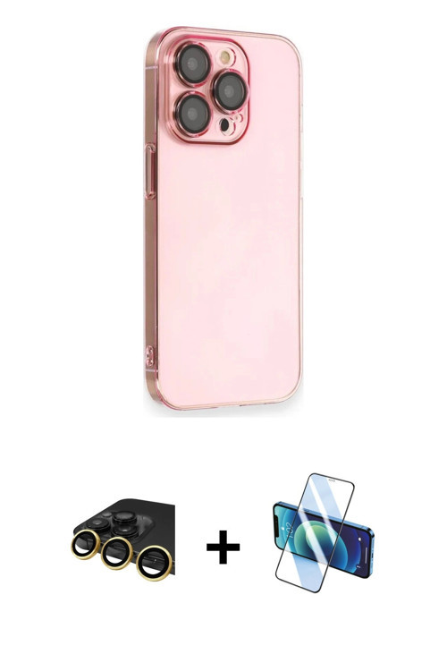 ieg™ iPhone 13 Pro Max Kılıf Siluet Minimal Özel Seri - Siyah 3D Antistatik Cam Ekran Koruyucu + Gol